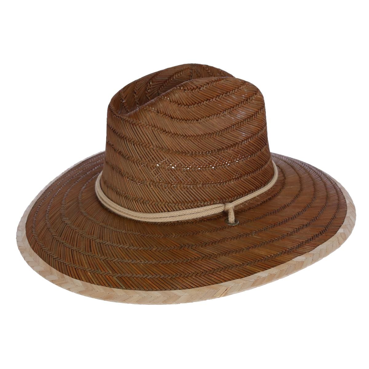 San Diego Hat Company Kids Straw Lifeguard Hat with Chin Strap Cord - Brown