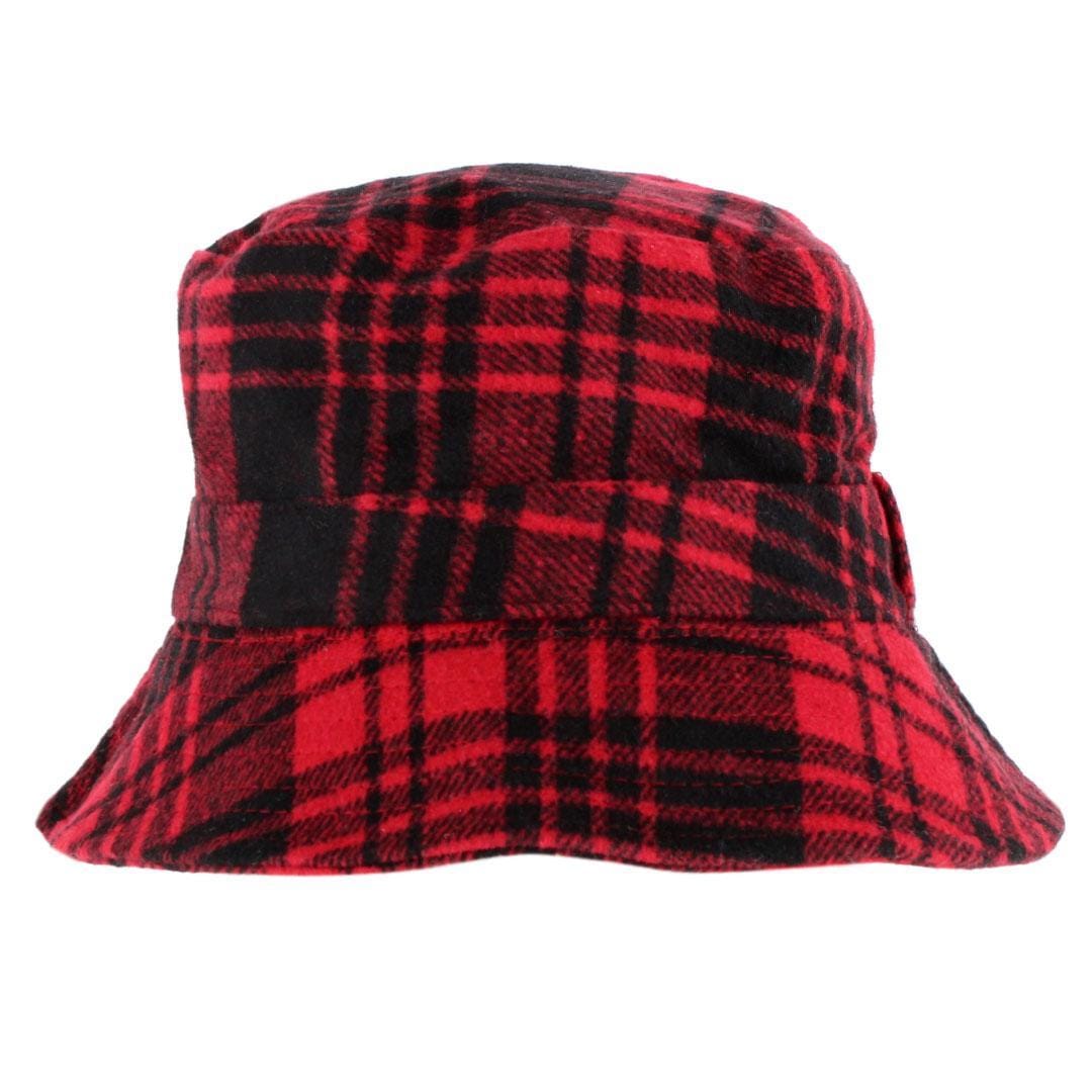 San Diego Hat Company Unisex Brushed Buffalo Plaid Bucket Hat - Red