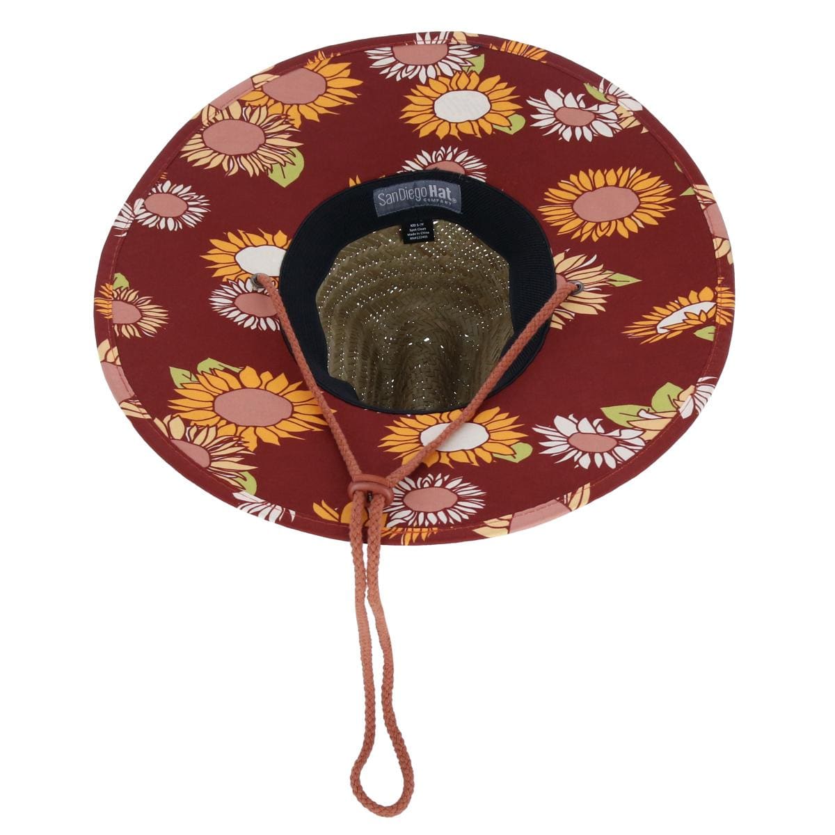 San Diego Hat Company Girl's Lifeguard Straw Hat with Sunflower Brim - Natural