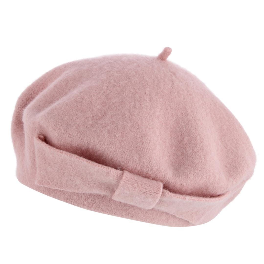 San Diego Hat Company Women's Wool Beret with Bow - Blush