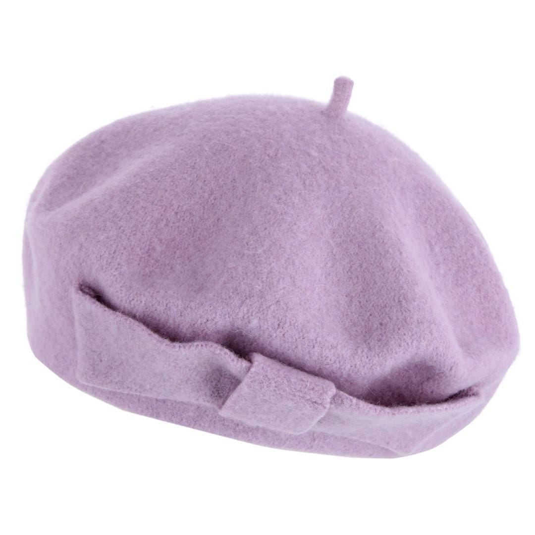 San Diego Hat Company Women's Wool Beret with Bow - Lavender