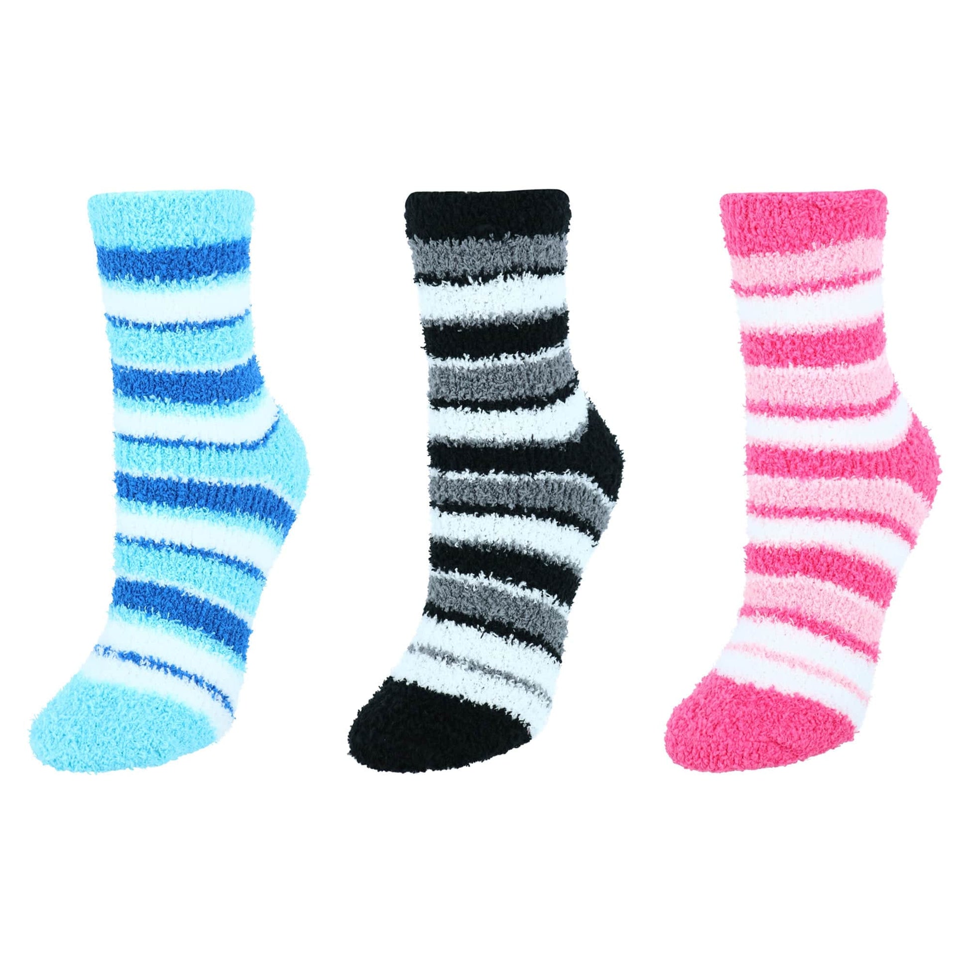 CTM® Women's Striped Warm Fuzzy Socks (3 Pair Pack) - Women's Striped Warm Fuzzy Socks (3 Pair Pack)