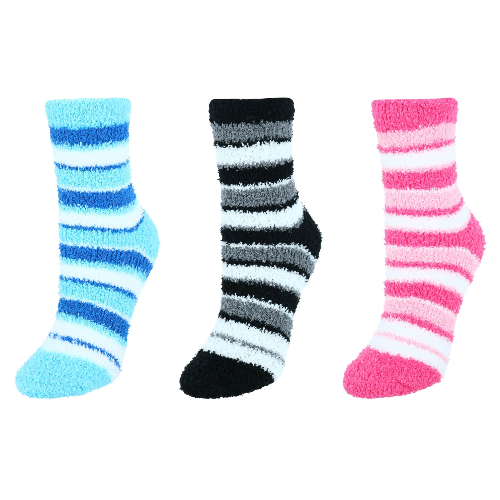 CTM® Women's Striped Warm Fuzzy Socks (3 Pair Pack) - Women's Striped Warm Fuzzy Socks (3 Pair Pack)