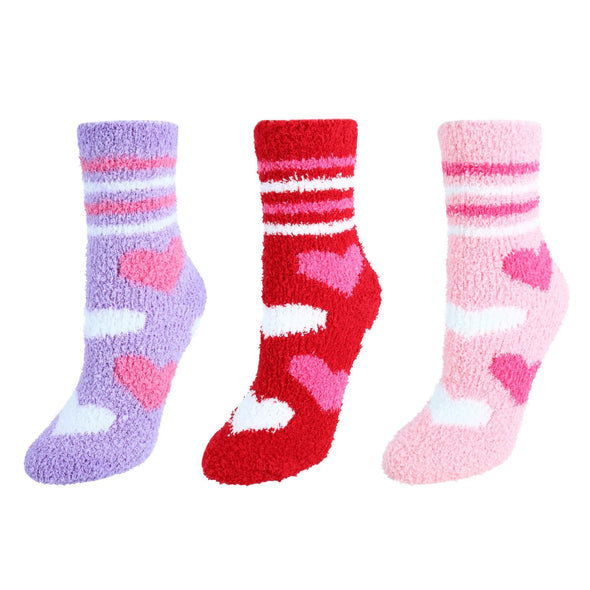Women's Assorted Heart Warm and Fuzzy Socks (Pack of 3)