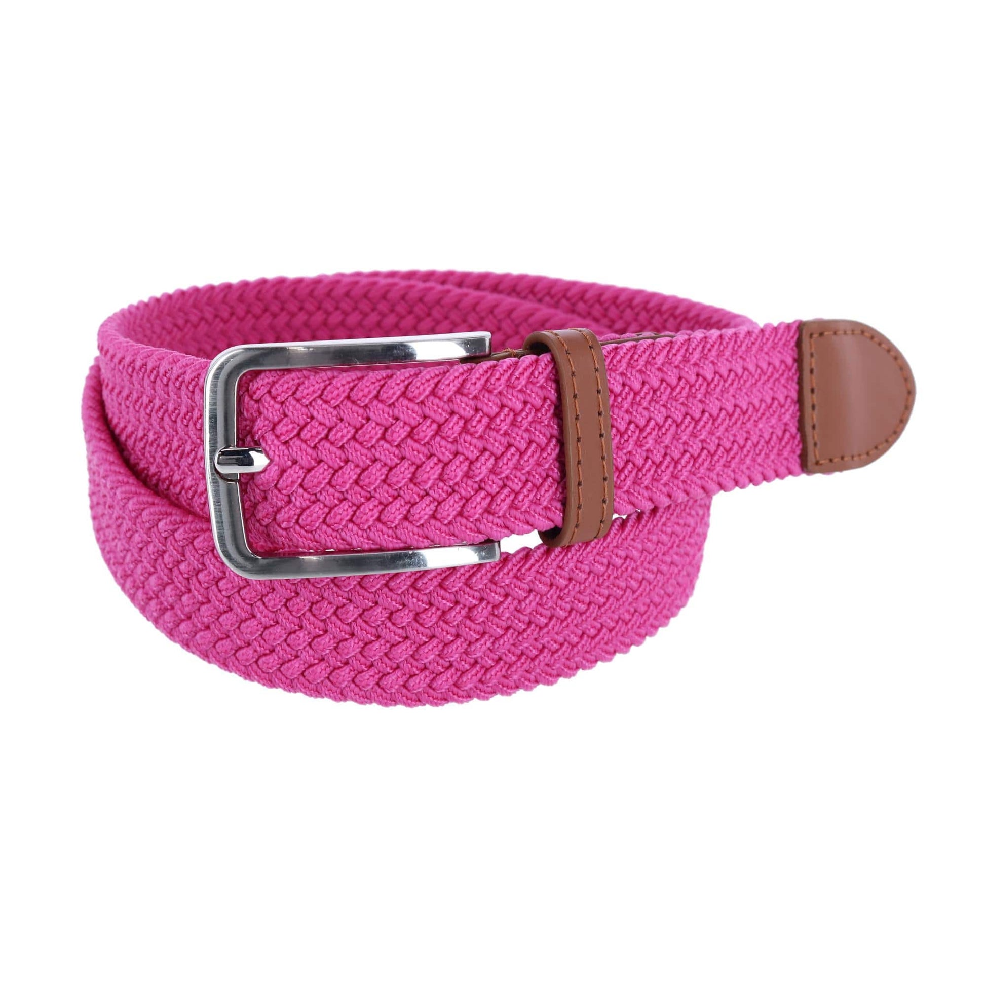 CTM® Men's Stretch Braided Woven Belt - Hot Pink