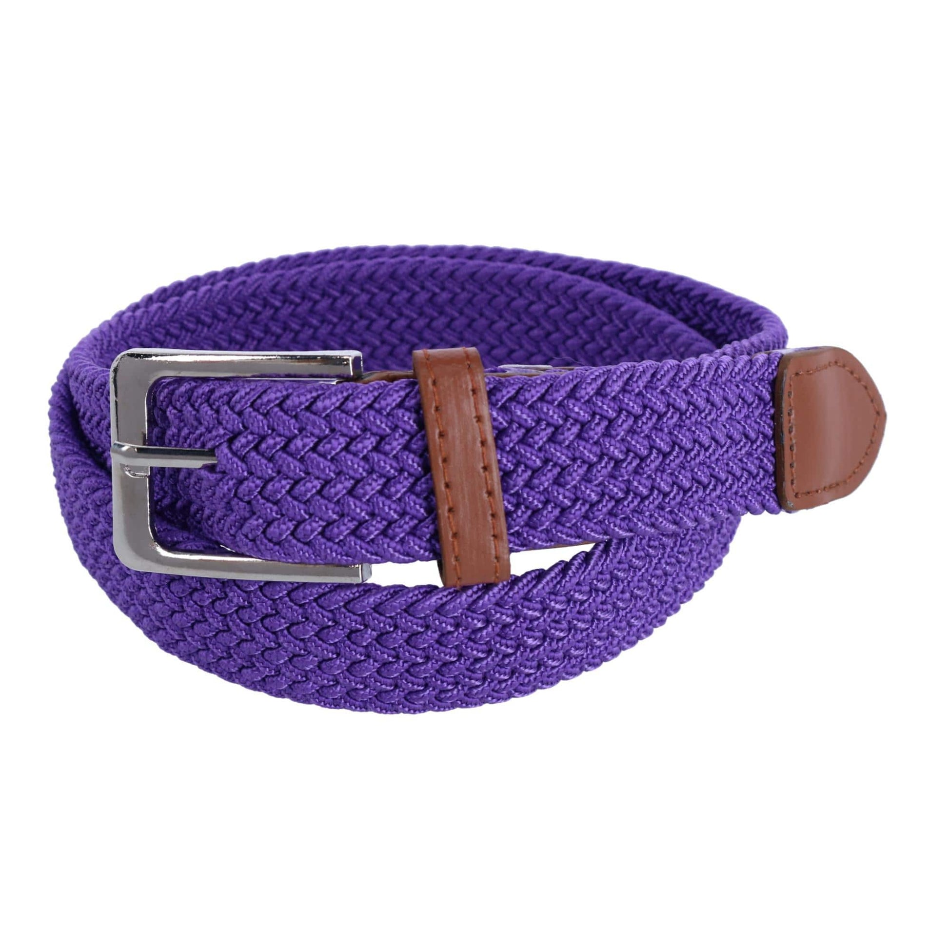 CTM® Men's Stretch Braided Woven Belt - Purple