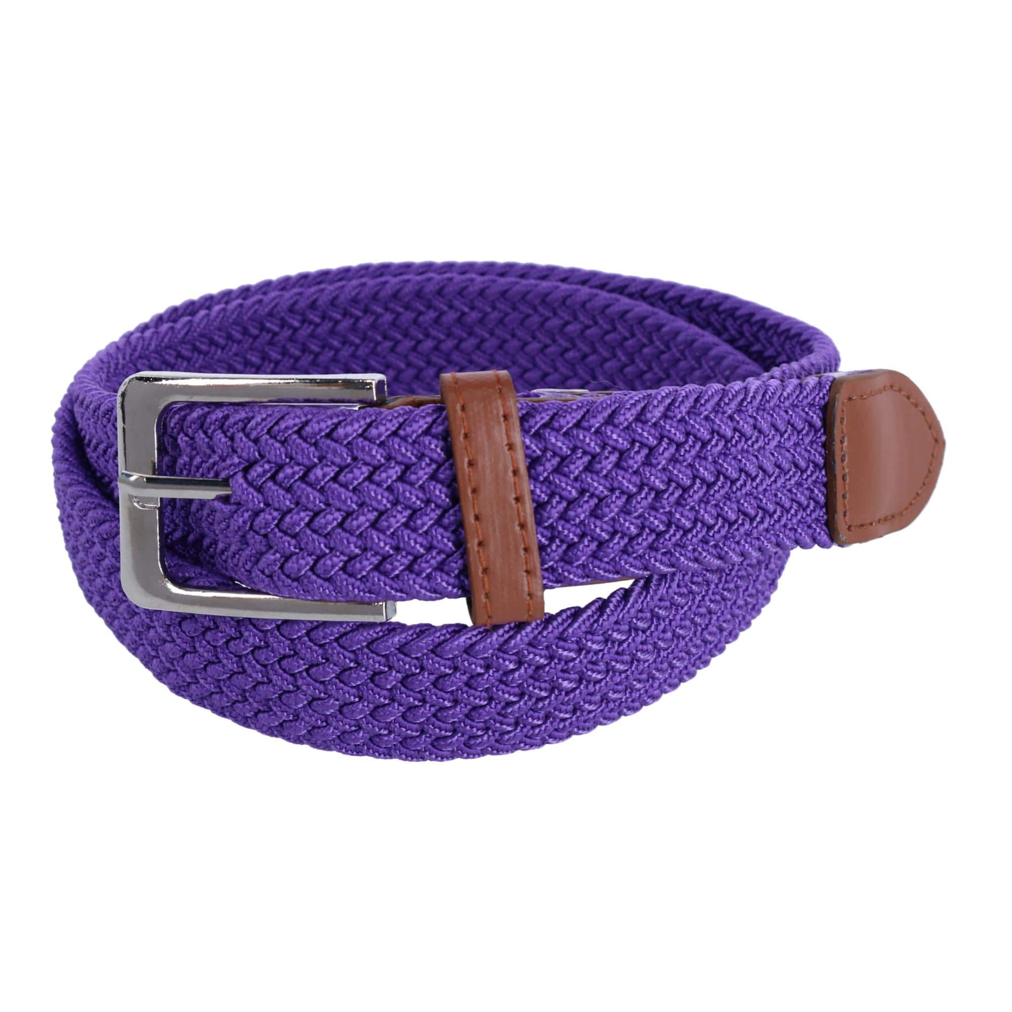 CTM® Men's Stretch Braided Woven Belt - Purple