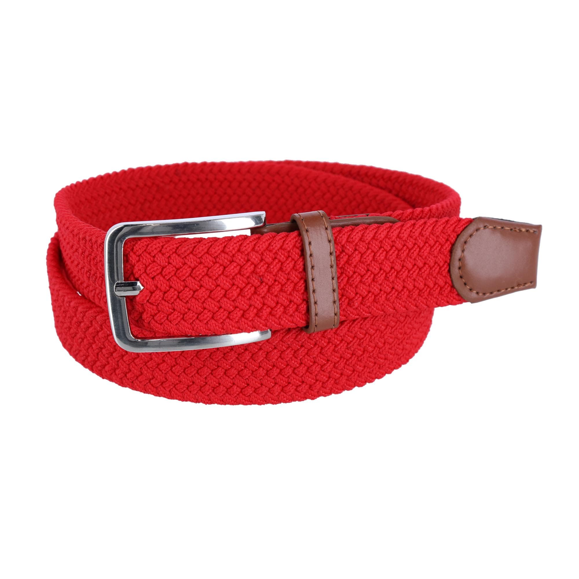 CTM® Men's Stretch Braided Woven Belt - Red