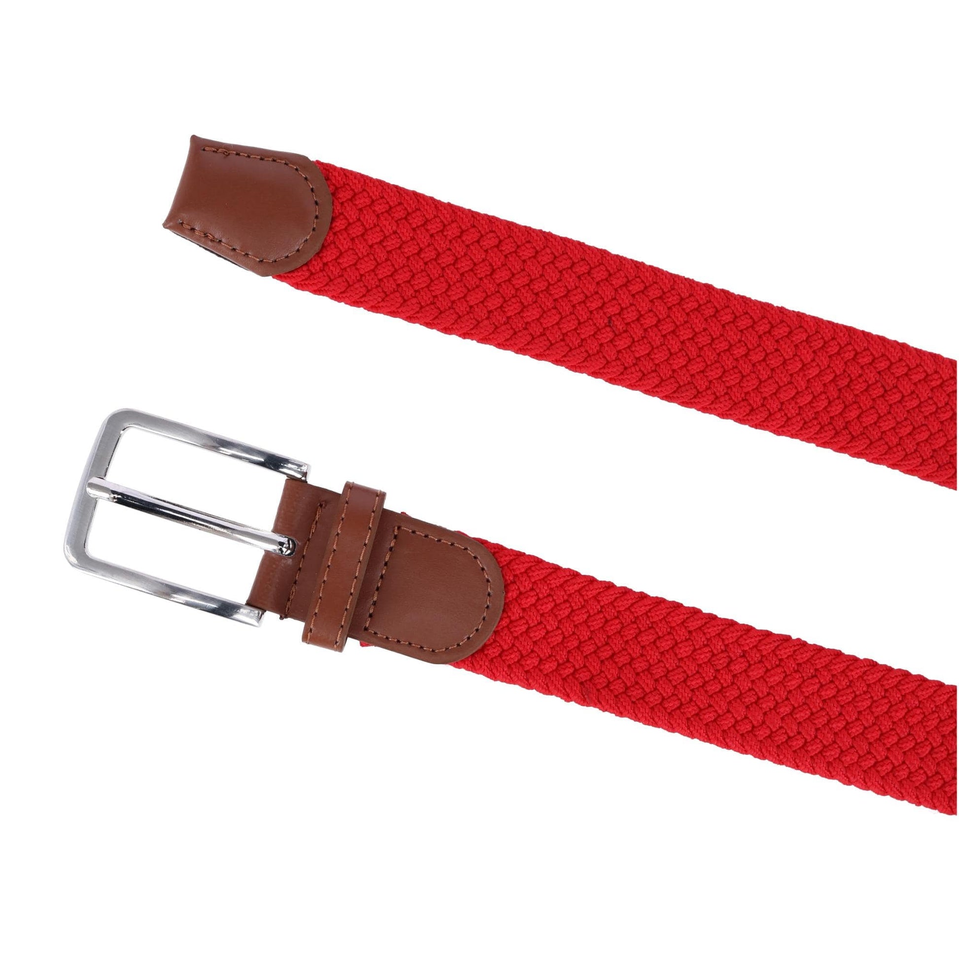 CTM® Men's Stretch Braided Woven Belt - Red