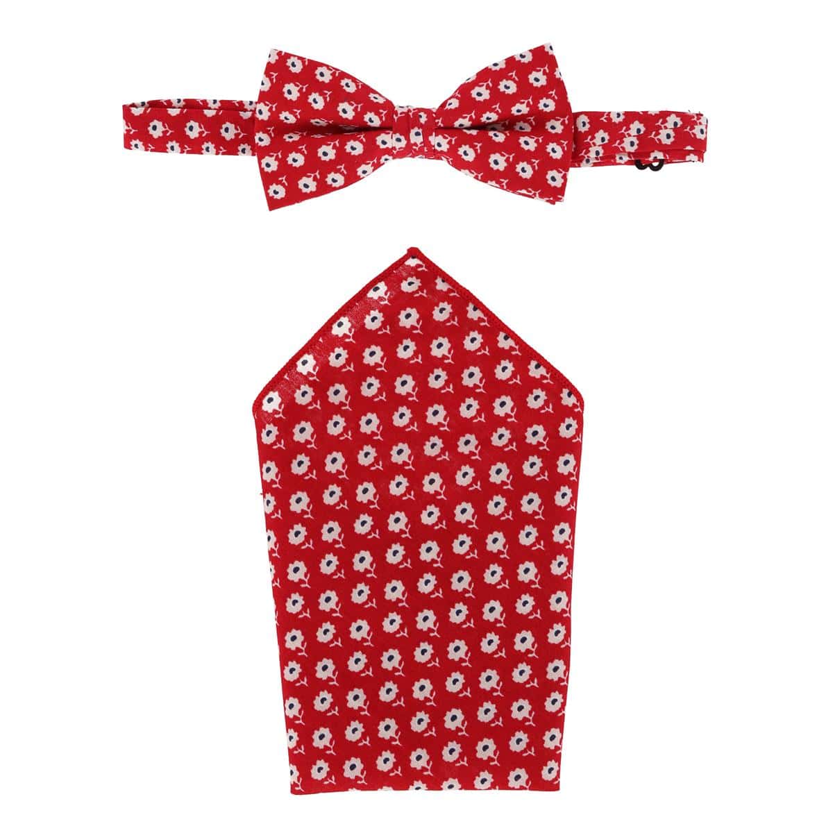 CTM® Men's Cotton Petite Flowers Bow Tie and Hanky Set