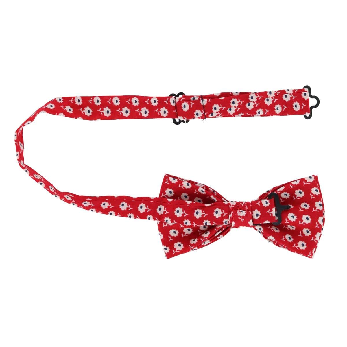CTM® Men's Cotton Petite Flowers Bow Tie and Hanky Set - Red