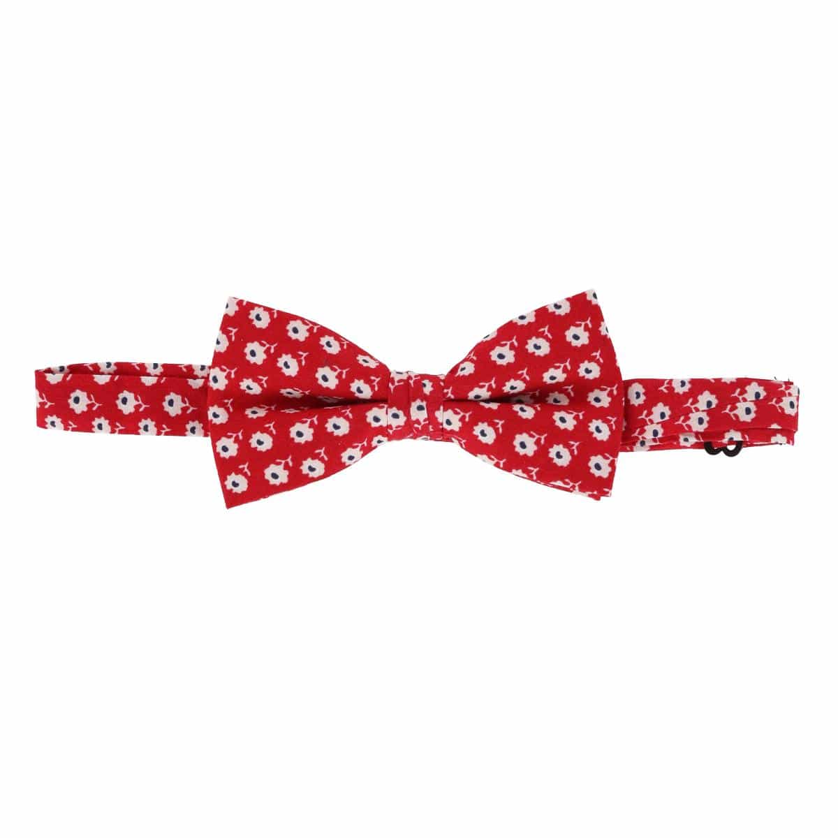 CTM® Men's Cotton Petite Flowers Bow Tie and Hanky Set - Red