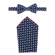 Men's Cotton Petite Flowers Bow Tie and Hanky Set