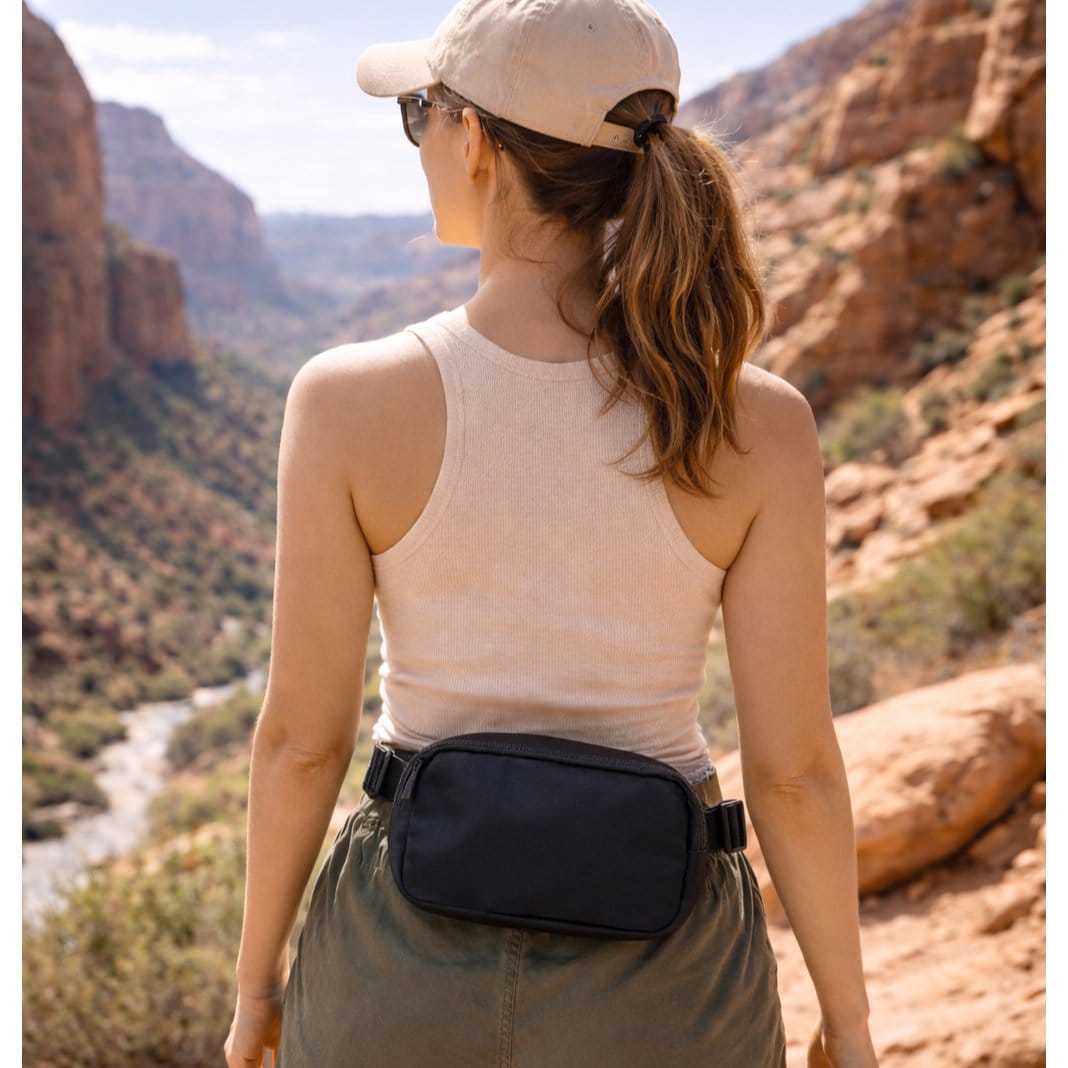 CTM® Nylon Rectangle Belt Bag - Black