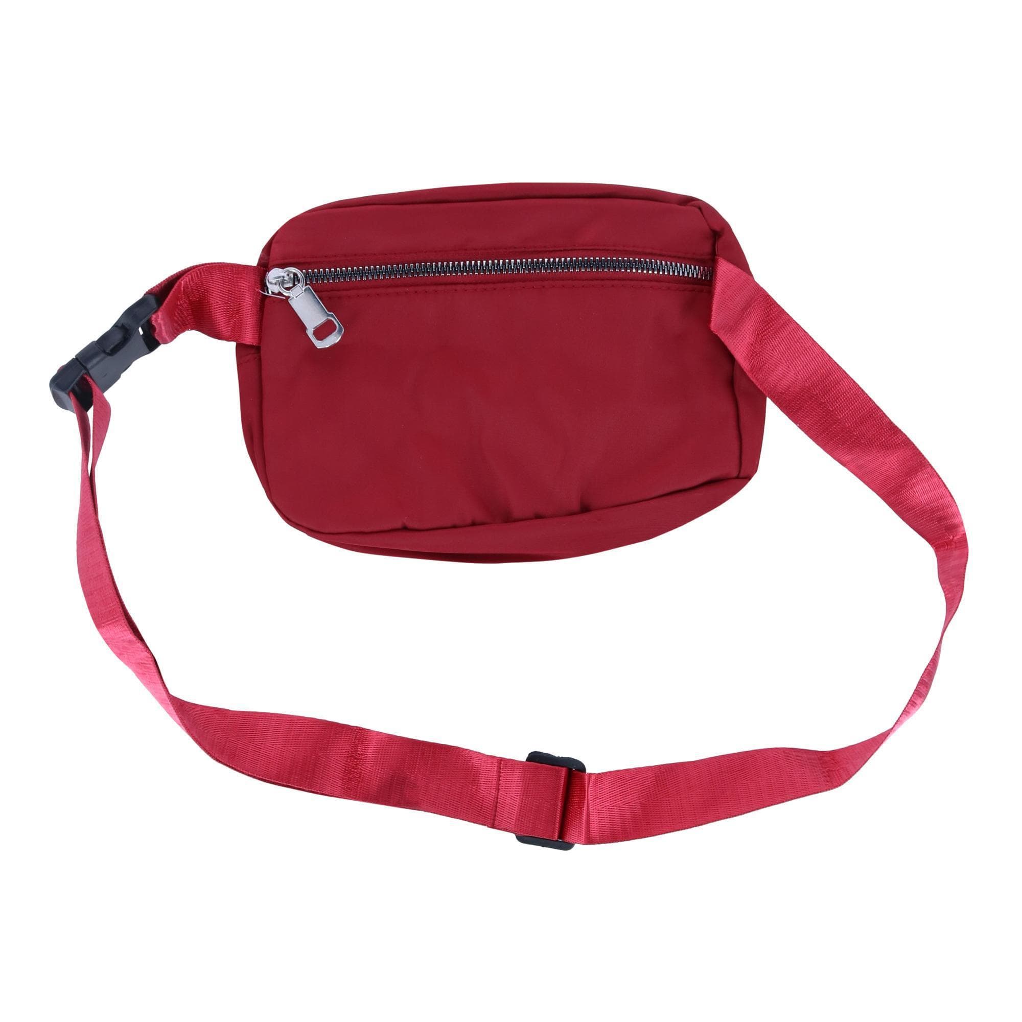CTM® Nylon Rectangle Belt Bag - Burgundy