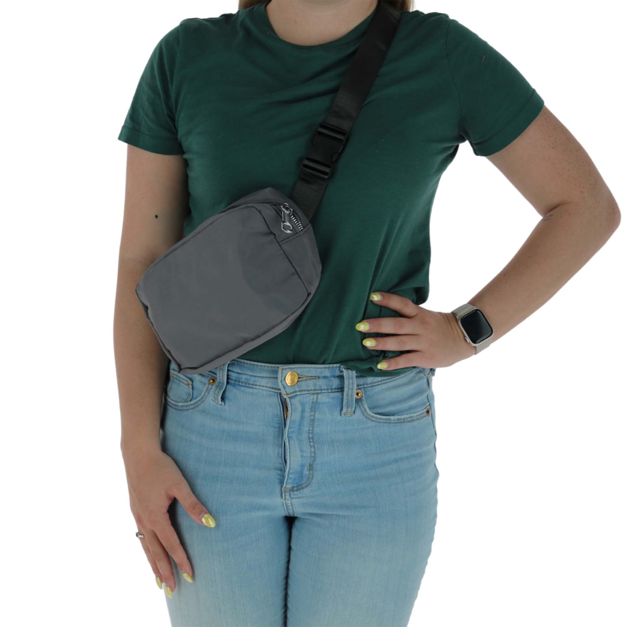 CTM® Nylon Rectangle Belt Bag - Gray