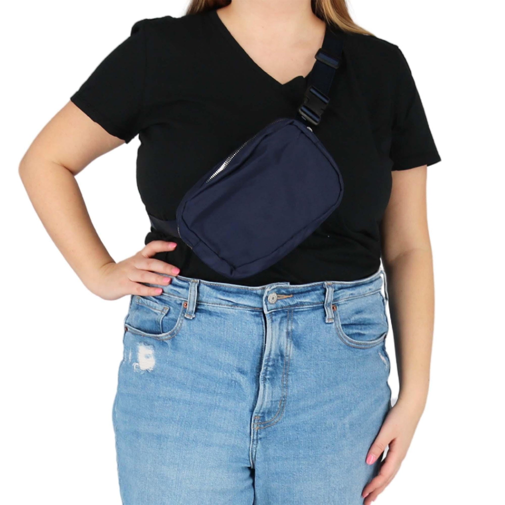 CTM® Nylon Rectangle Belt Bag - Navy