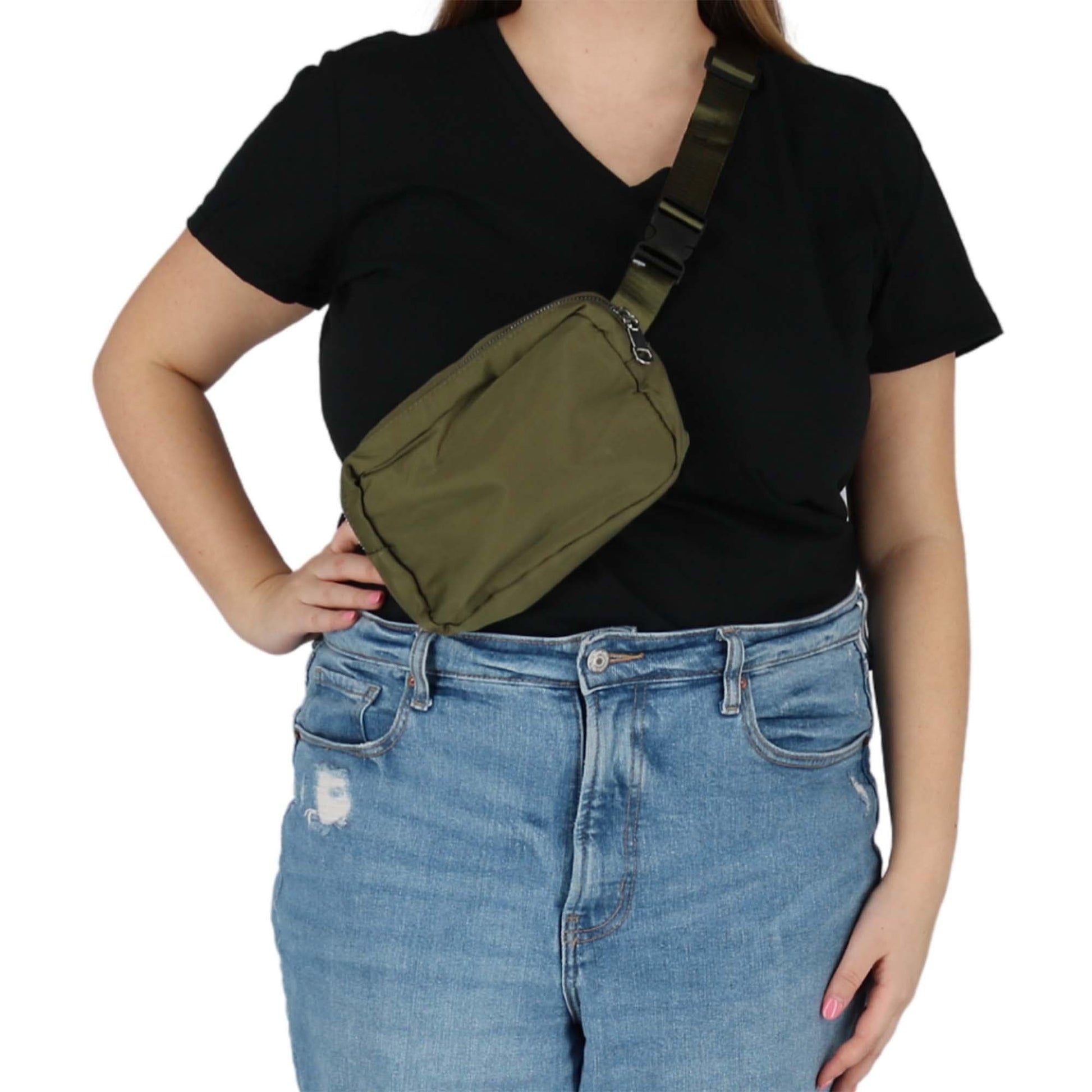CTM® Nylon Rectangle Belt Bag - Olive