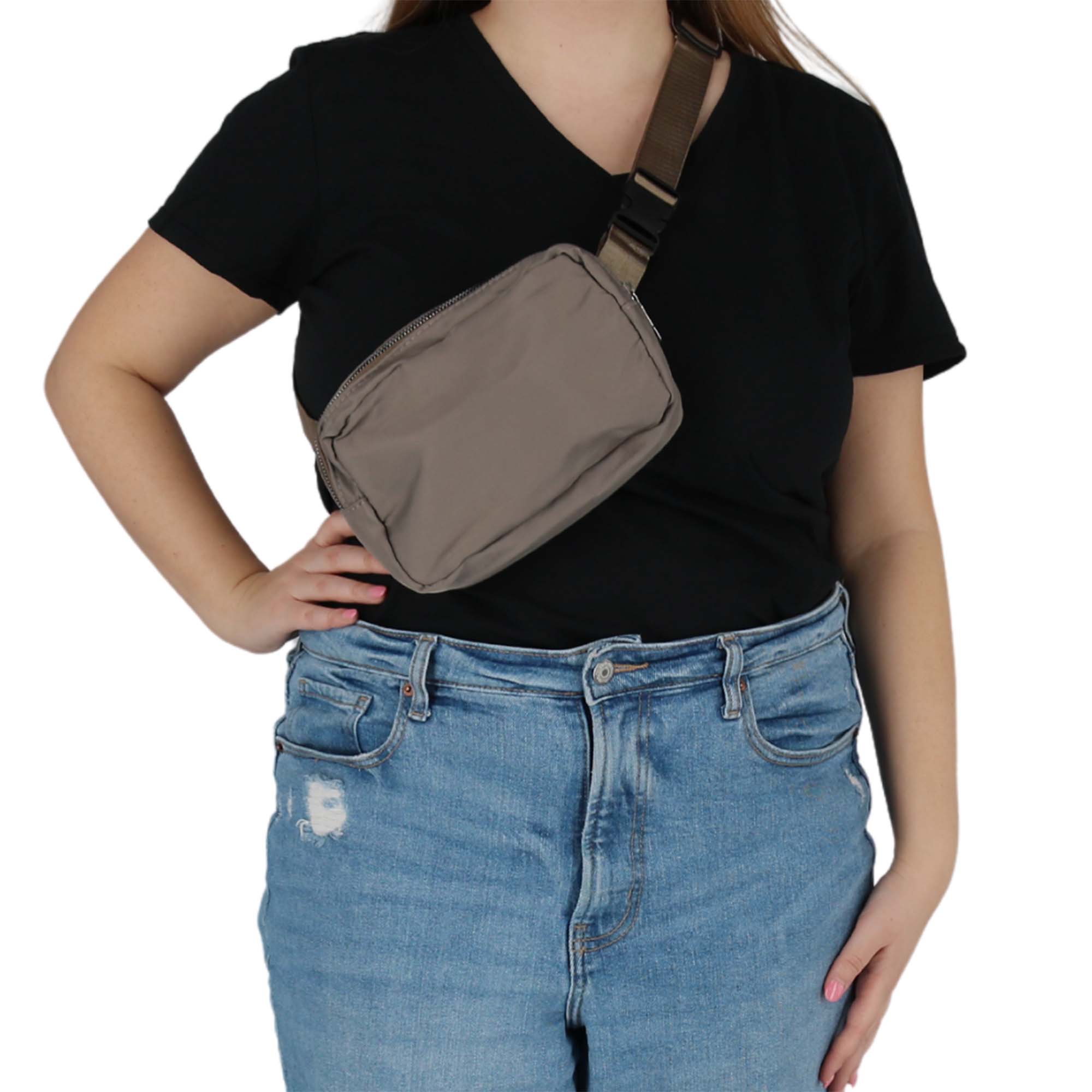 CTM® Nylon Rectangle Belt Bag - Taupe