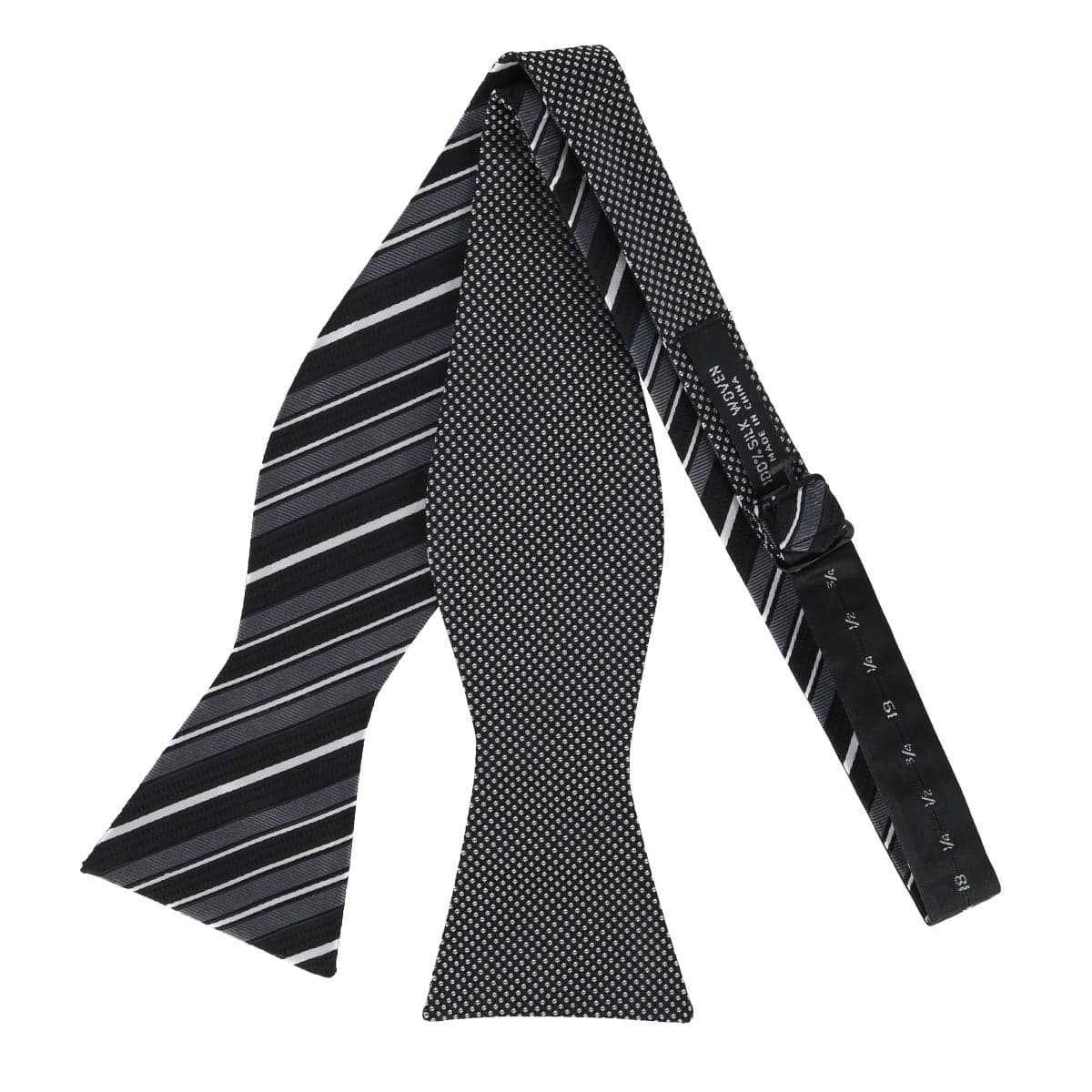 CTM® Men's Silk Free Style Reversible Bow Tie - Black