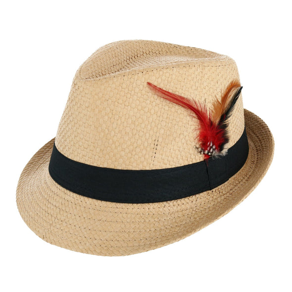 Westend Men's Vented Fedora Trilby Hat with Feather