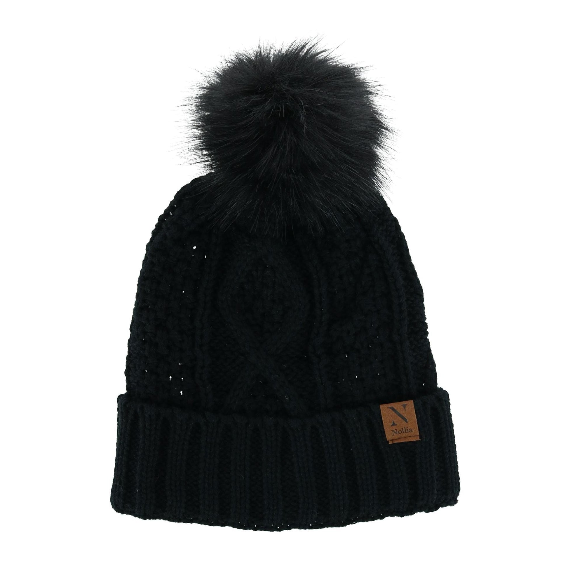 CTM® Women's Winter Knit Pom Hat Gloves & Infinity Scarf Set by Noillia - Black