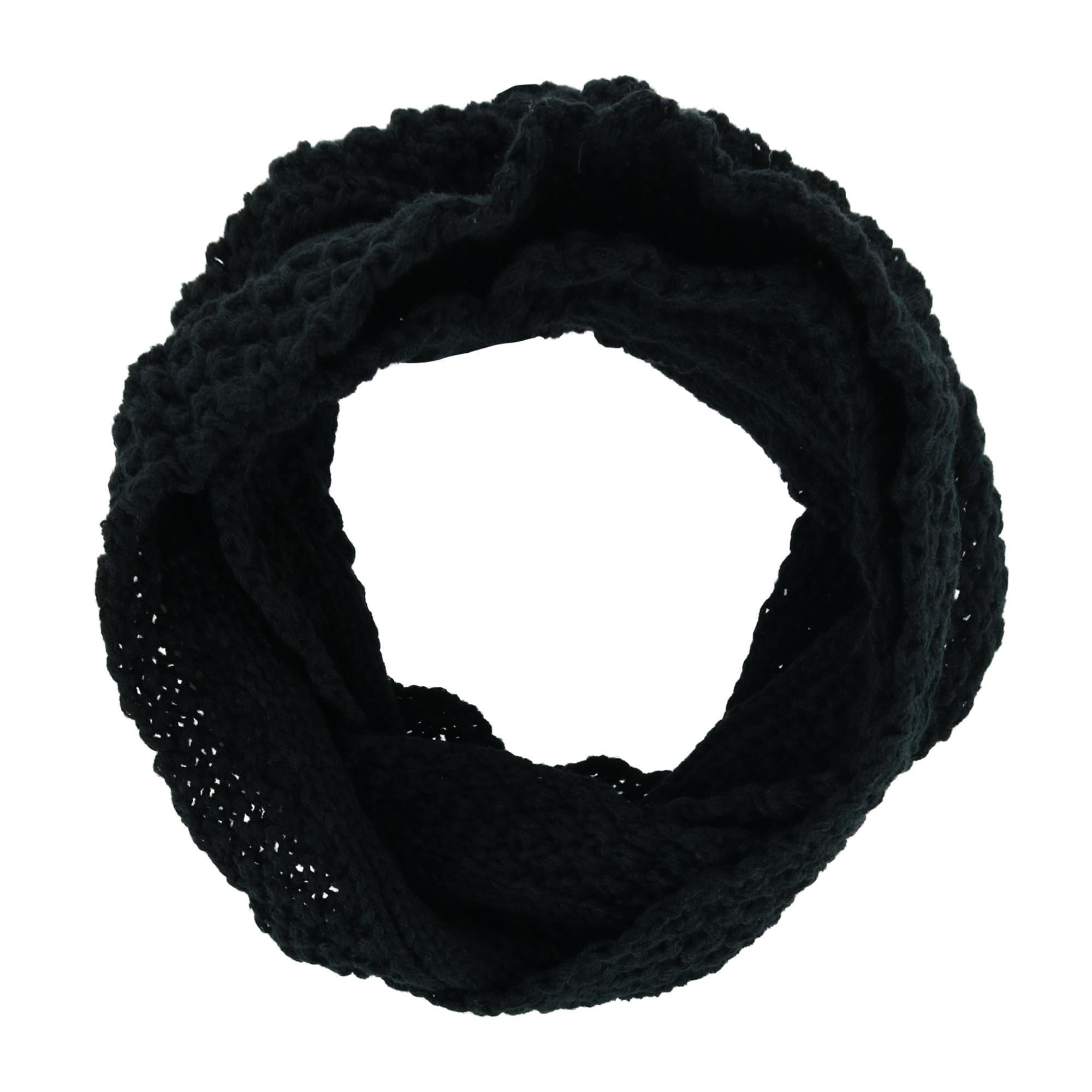 CTM® Women's Winter Knit Pom Hat Gloves & Infinity Scarf Set by Noillia - Black