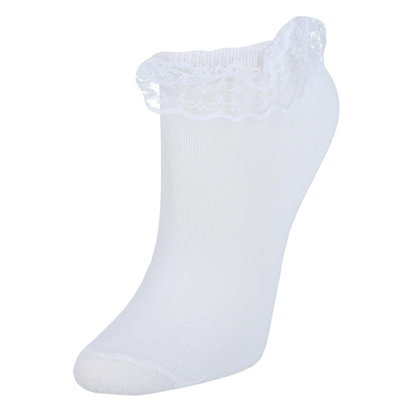 Women's Solid Color Frilly Lace Low-Cut Socks (1 Pair)