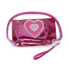 Women's 3 Piece Metallic Heart Cosmetic Bag Set