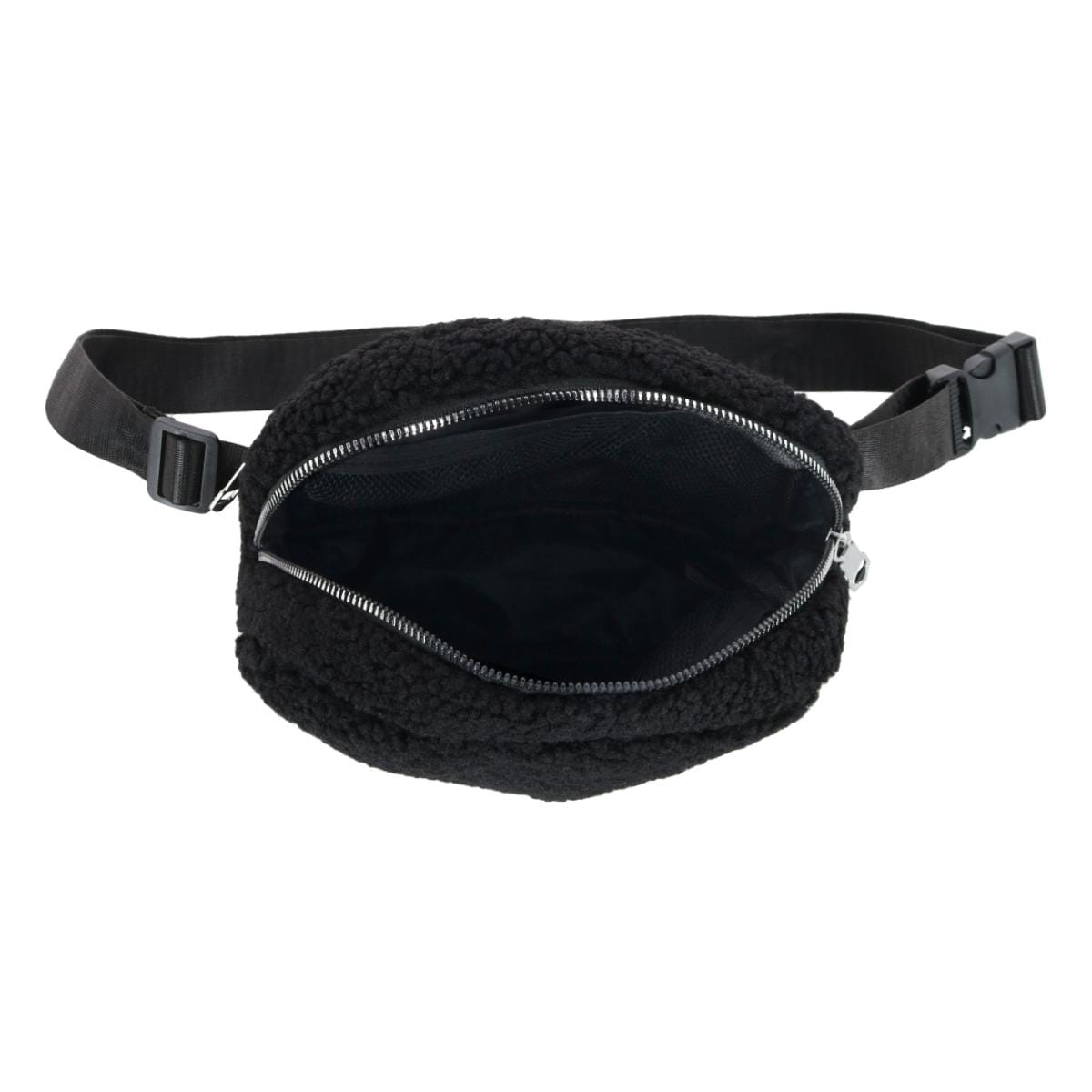CTM® Unisex Sherpa Waistpack with Adjustable Strap - Black