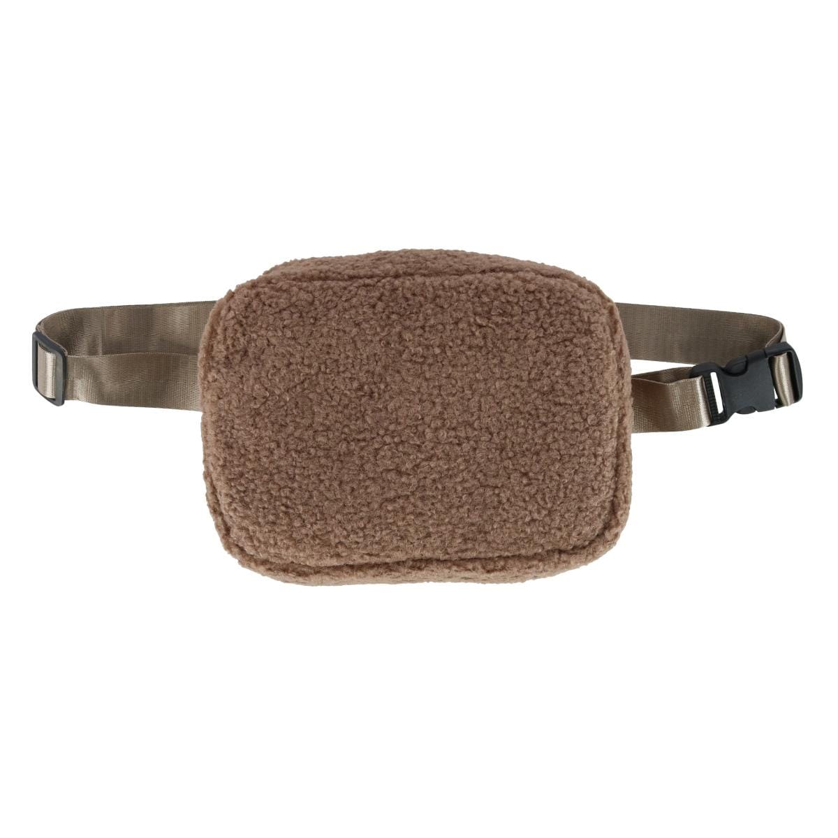 CTM® Unisex Sherpa Waistpack with Adjustable Strap - Taupe