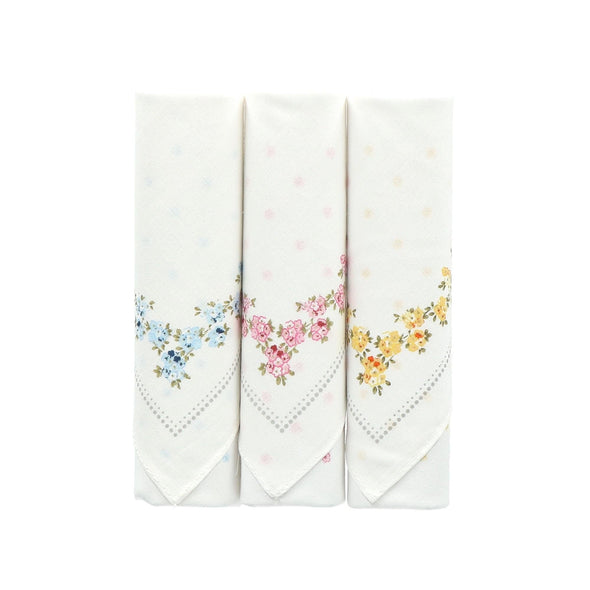 Women's Floral Printed Bundle Cotton Handkerchief Set (Pack of 3)