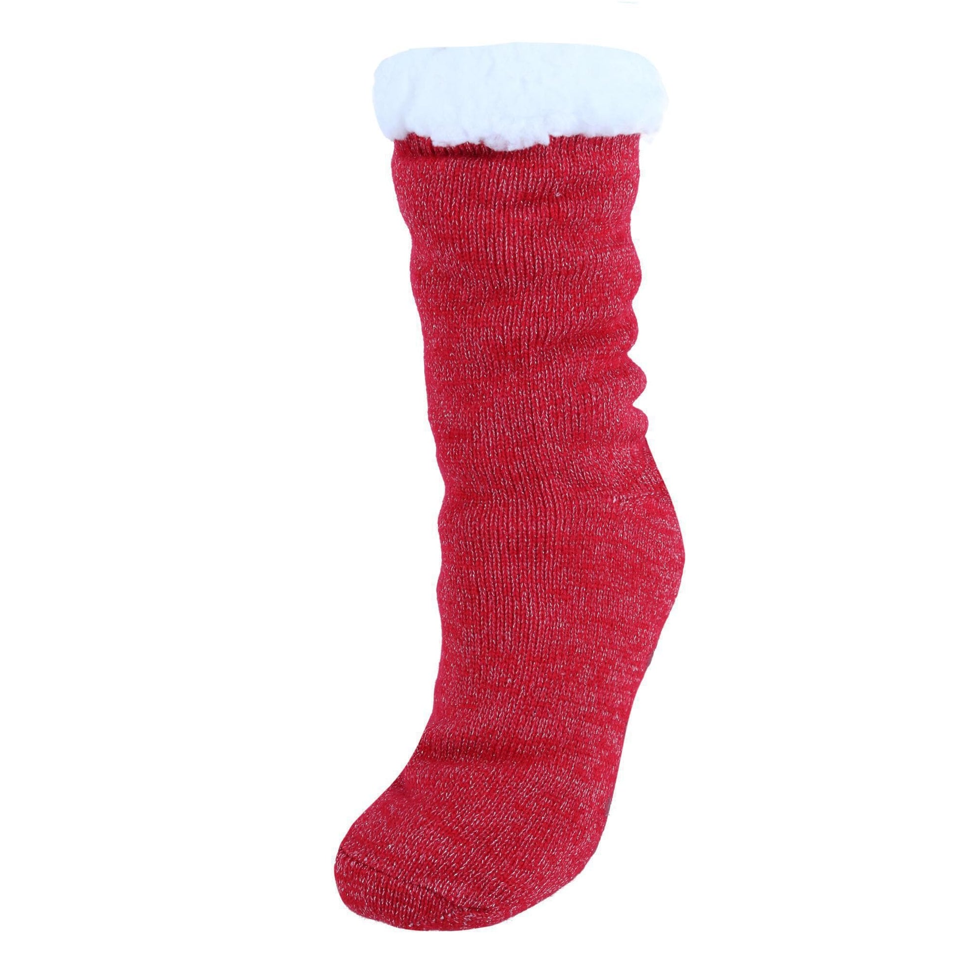 CTM® Women's Solid Sparkly Plush Sherpa Lined Slipper Socks - Women's Solid Sparkly Plush Sherpa Lined Slipper Socks