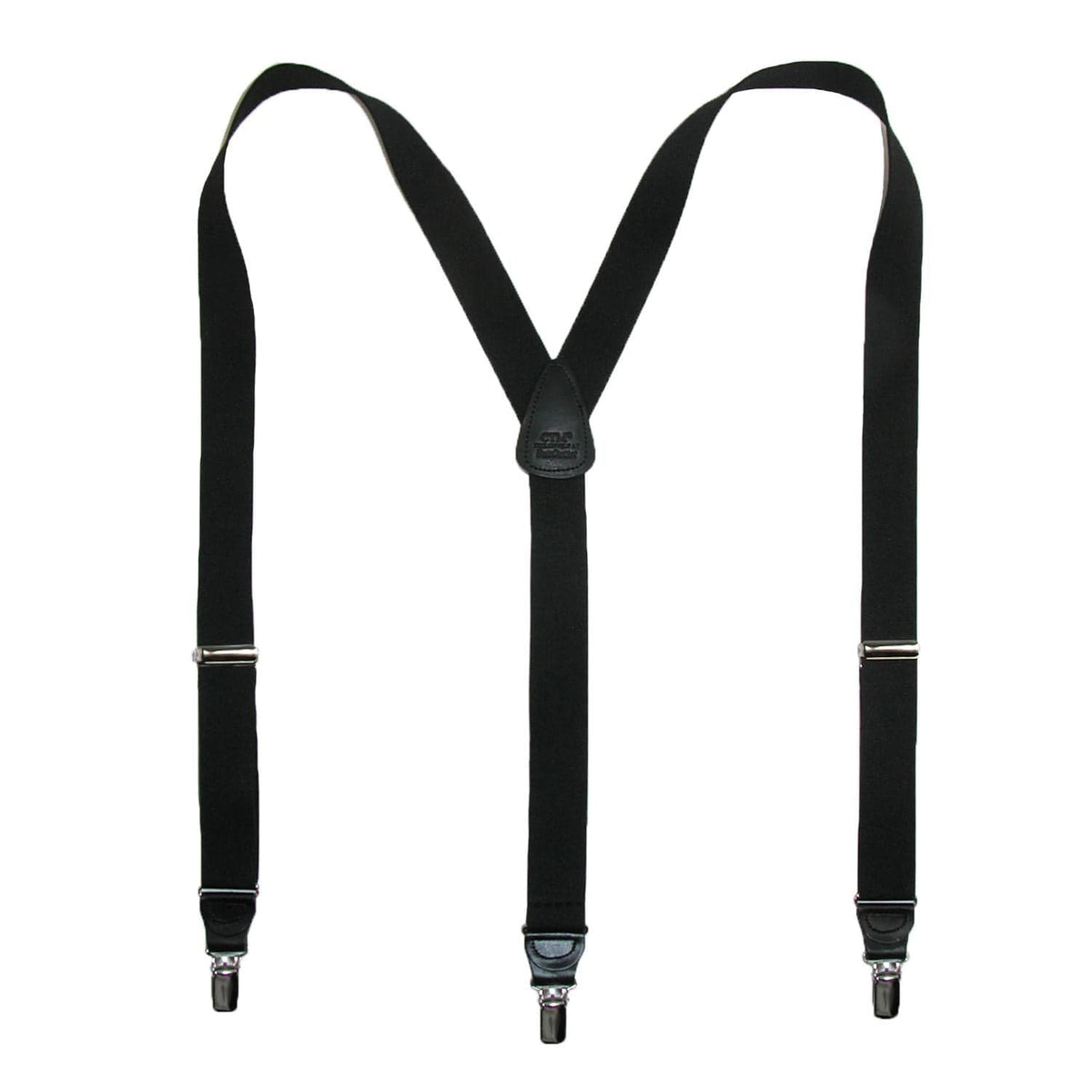 CTM® Men's Big & Tall Elastic Clip End Premium Solid Suspenders - Black