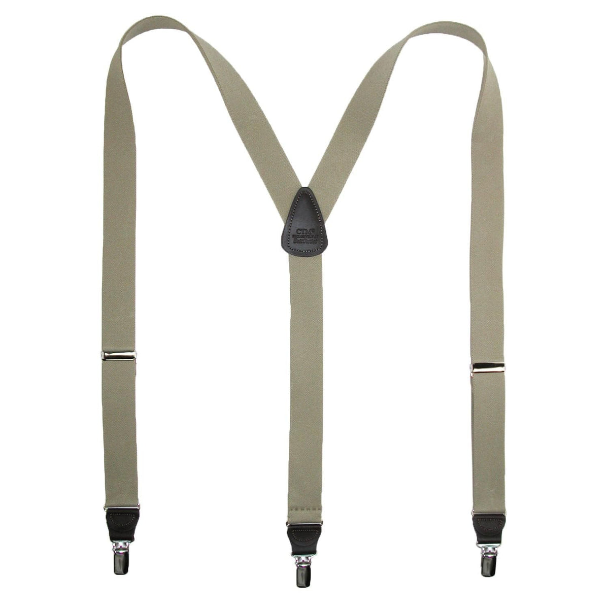 CTM® Men's Big & Tall Elastic Clip End Premium Solid Suspenders - Khaki
