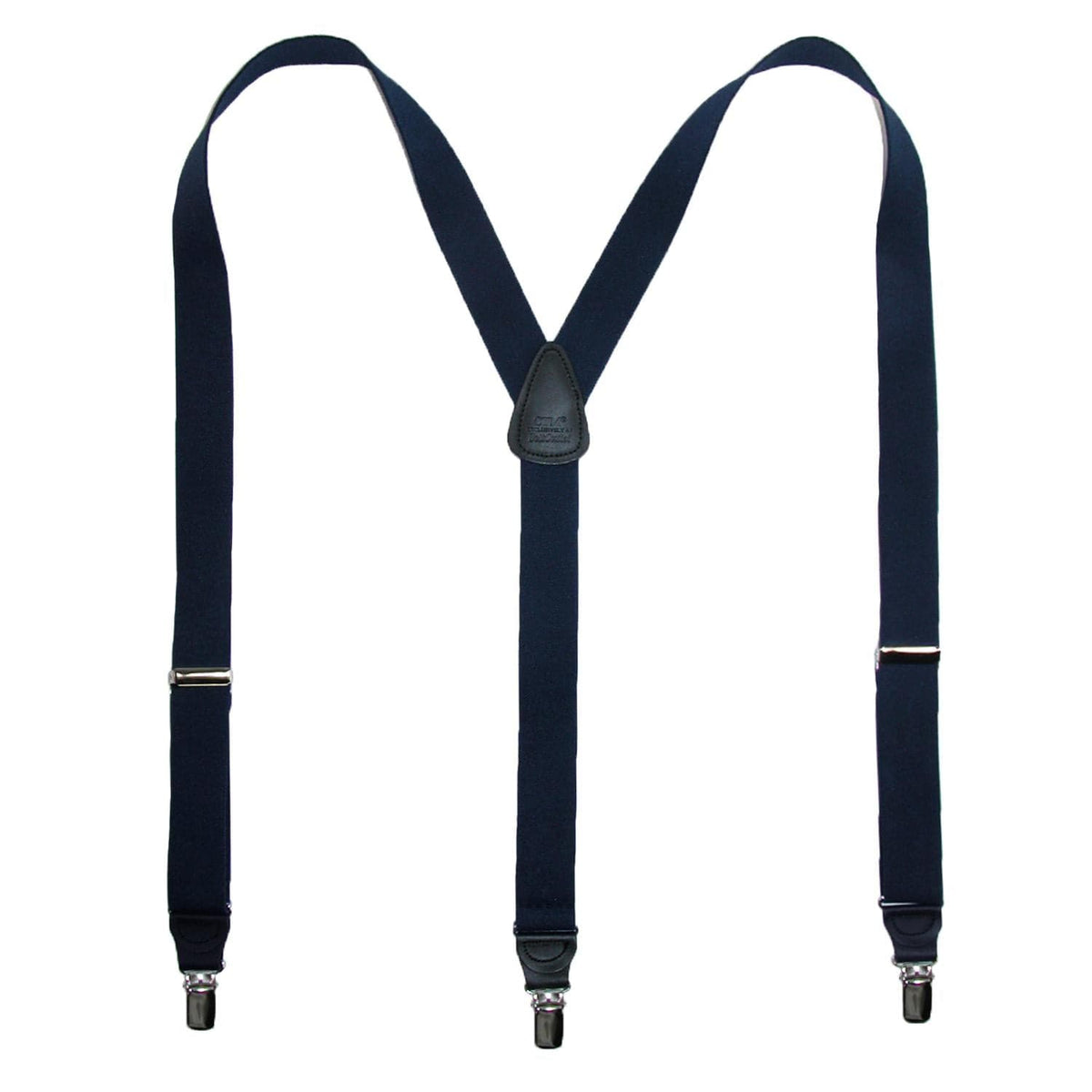 CTM® Men's Big & Tall Elastic Clip End Premium Solid Suspenders - Navy