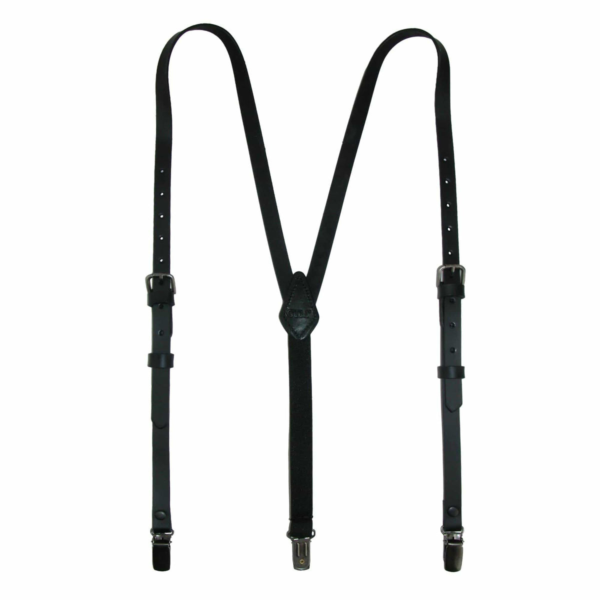 CTM® Women's Coated Leather 1/2 Inch Clip-End Suspenders - Black