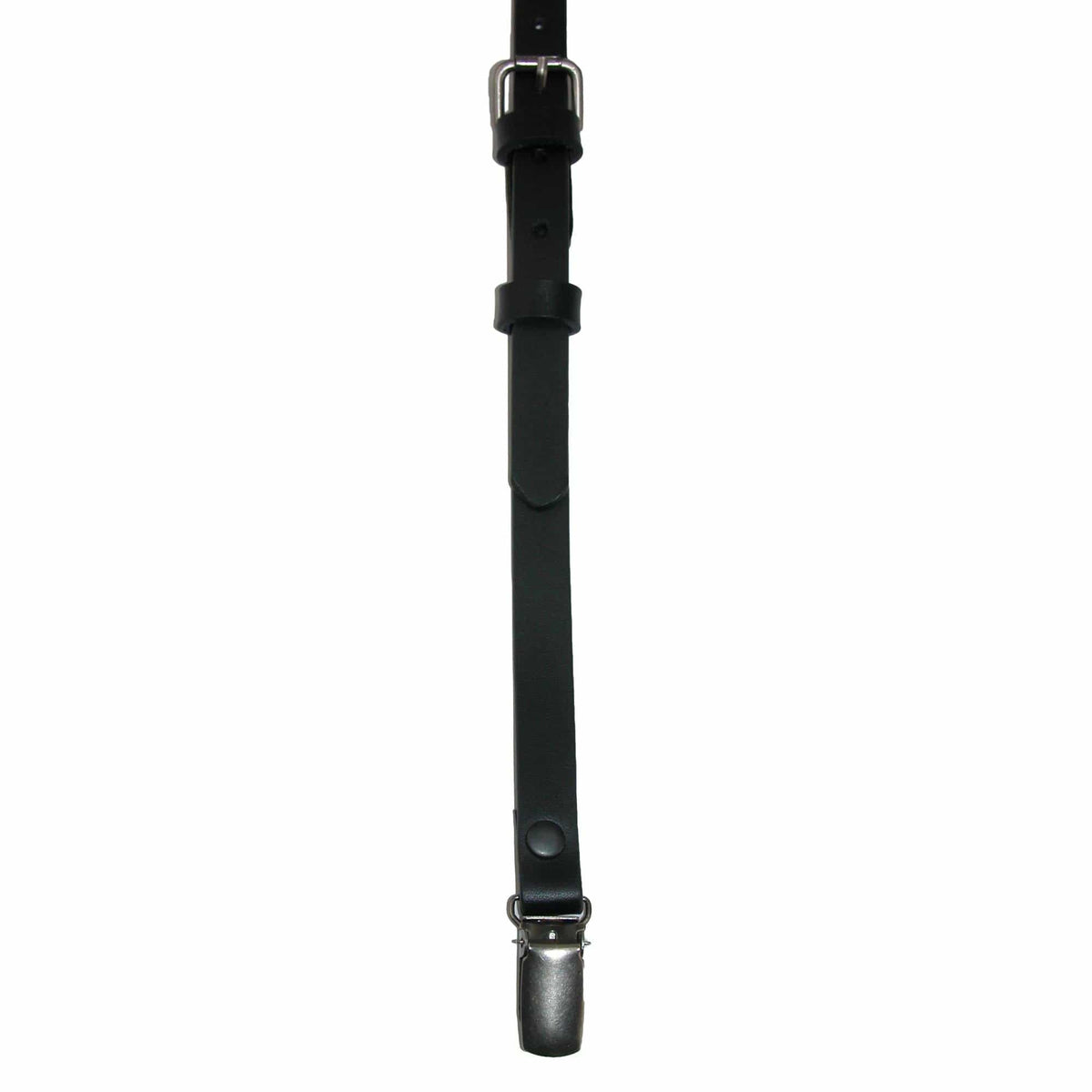 CTM® Women's Coated Leather 1/2 Inch Clip-End Suspenders - Black