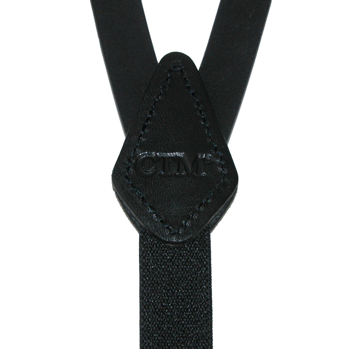 CTM® Women's Coated Leather 1/2 Inch Clip-End Suspenders - Black