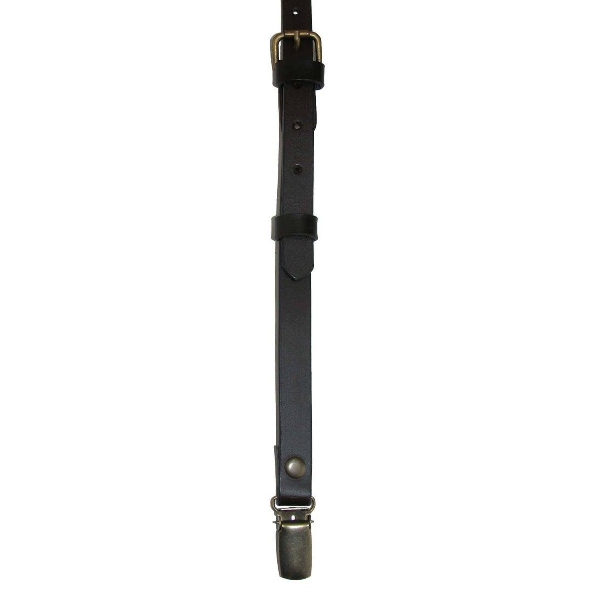 CTM® Women's Coated Leather 1/2 Inch Clip-End Suspenders - Brown