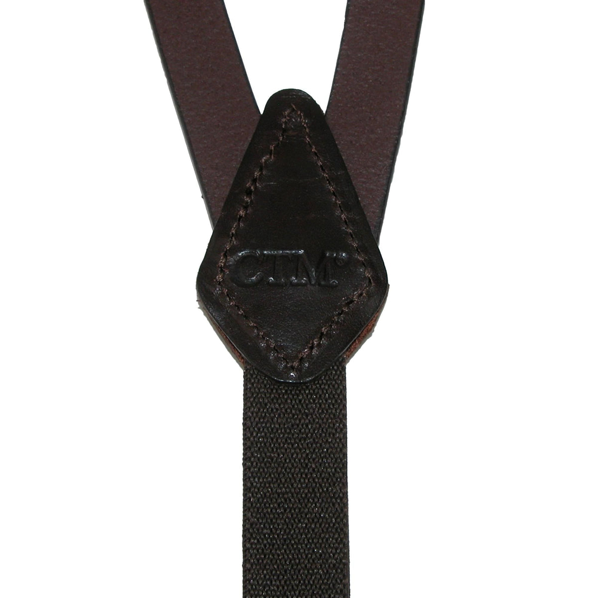 CTM® Women's Coated Leather 1/2 Inch Clip-End Suspenders - Brown