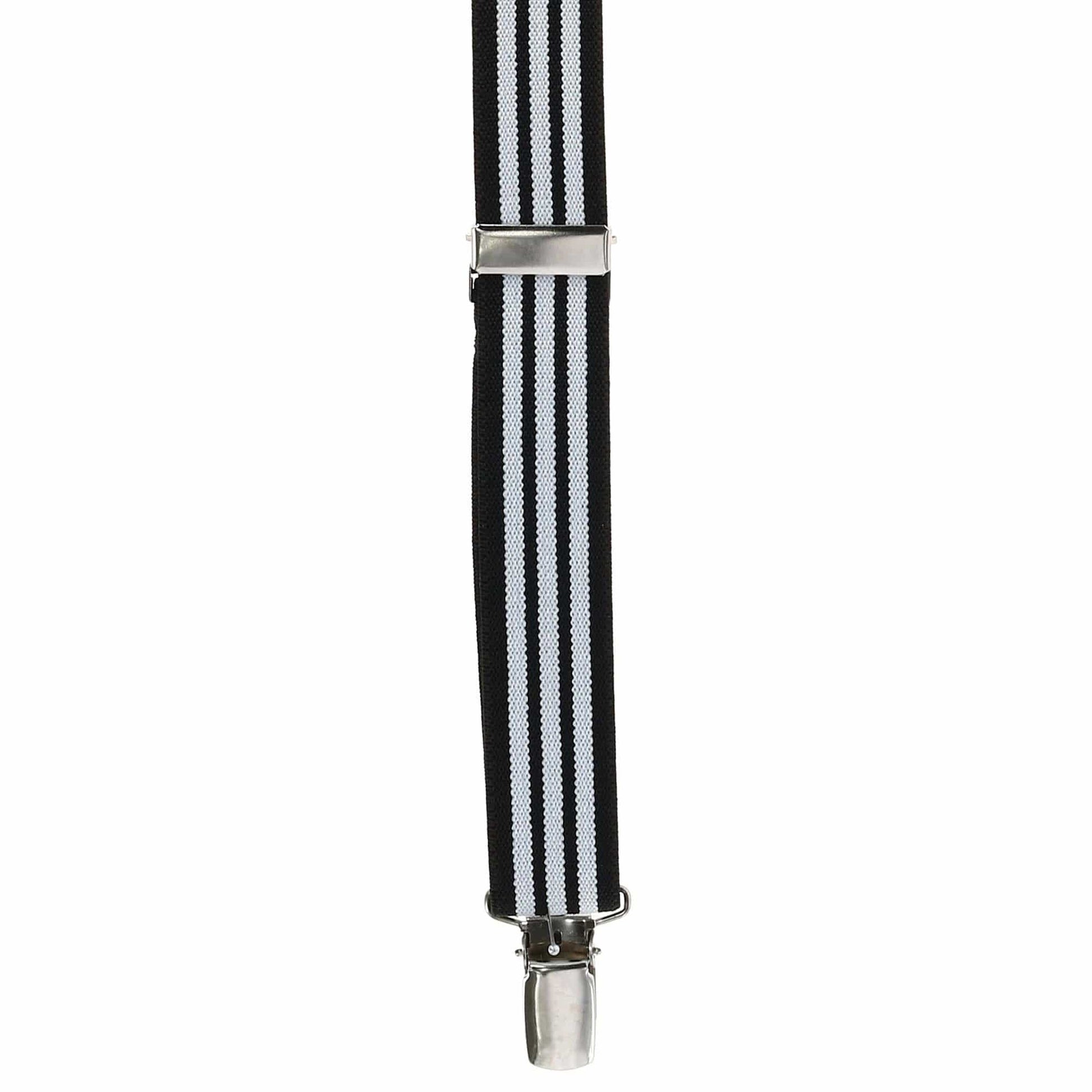 CTM® Men's Elastic Clip-End 1 Inch Black and White Pinstripe Suspenders - Black