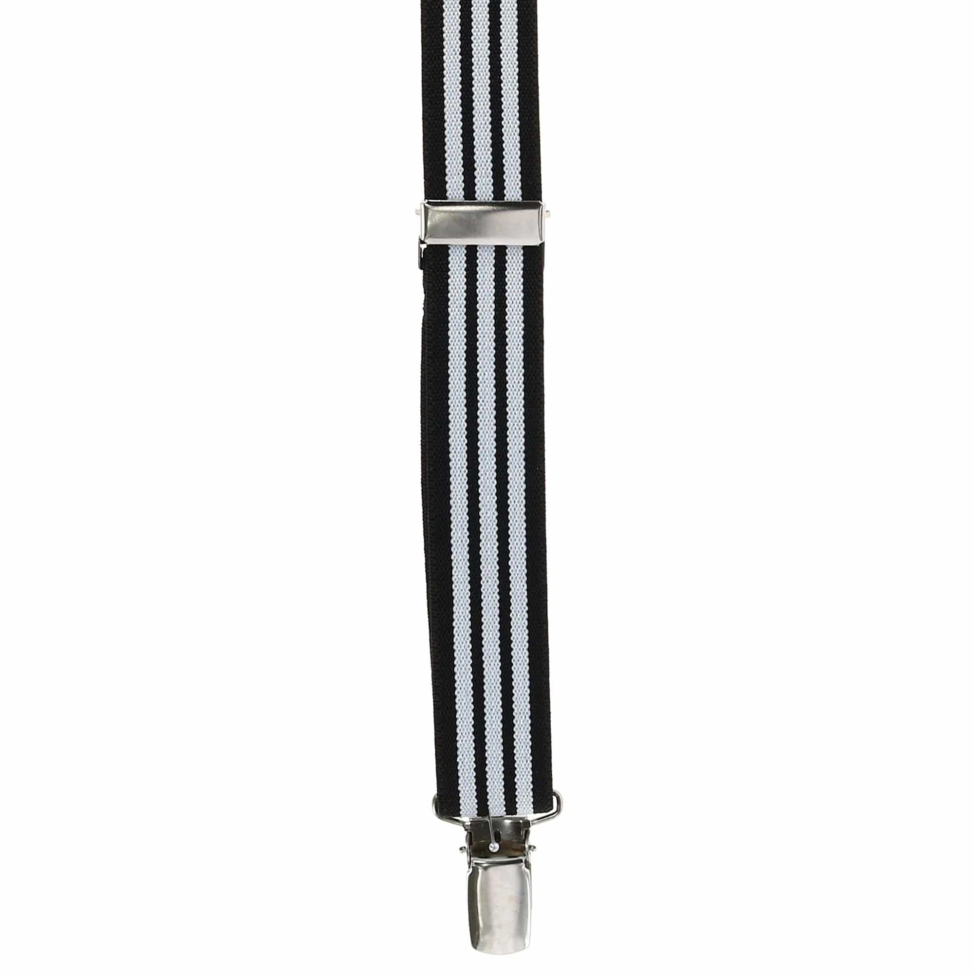 CTM® Men's Elastic Clip-End 1 Inch Black and White Pinstripe Suspenders - Black