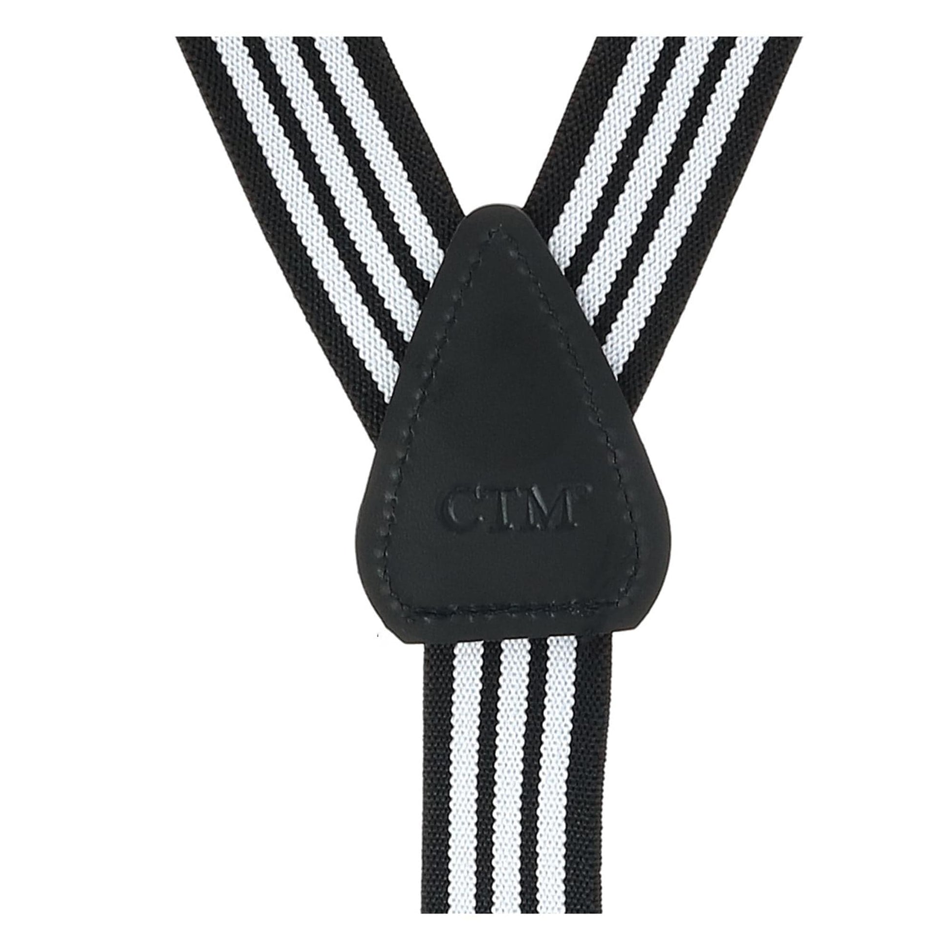 CTM® Men's Elastic Clip-End 1 Inch Black and White Pinstripe Suspenders - Black