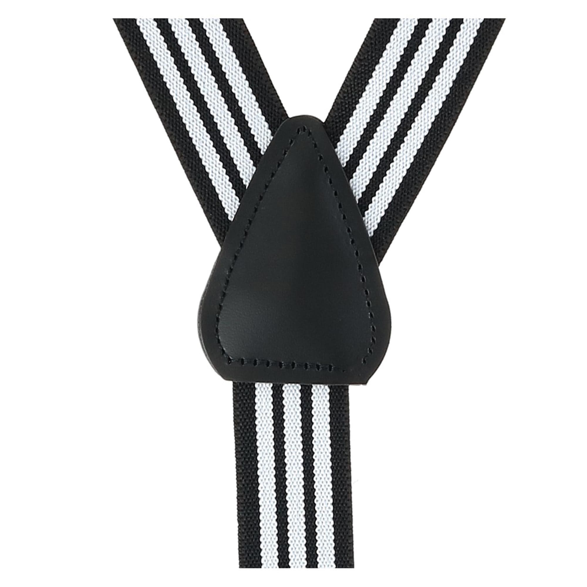 CTM® Men's Elastic Clip-End 1 Inch Black and White Pinstripe Suspenders - Black