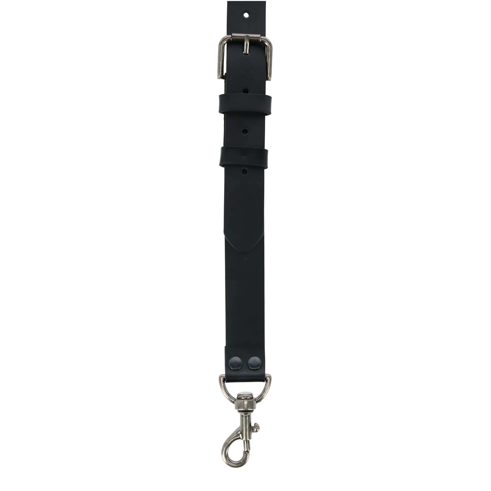 CTM® Mens Coated Leather Buckle Strap Suspenders with Metal Swivel Hook Ends - Black