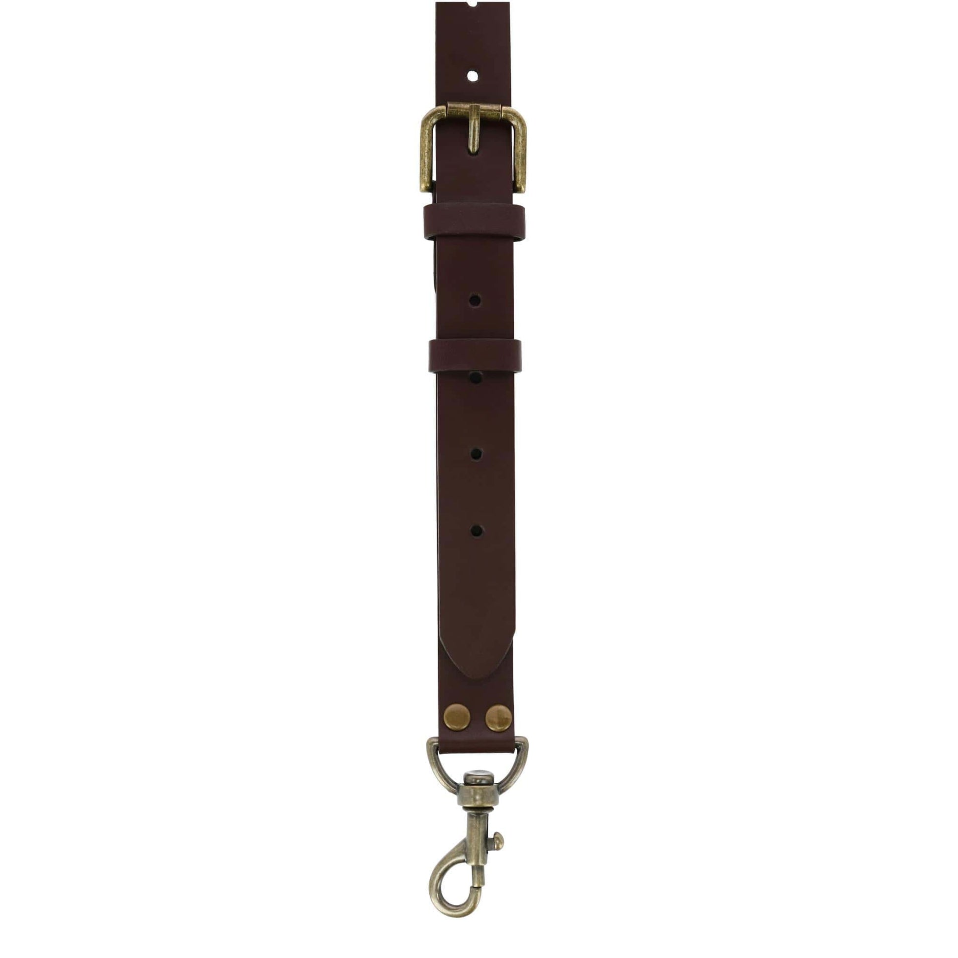 CTM® Mens Coated Leather Buckle Strap Suspenders with Metal Swivel Hook Ends - Brown
