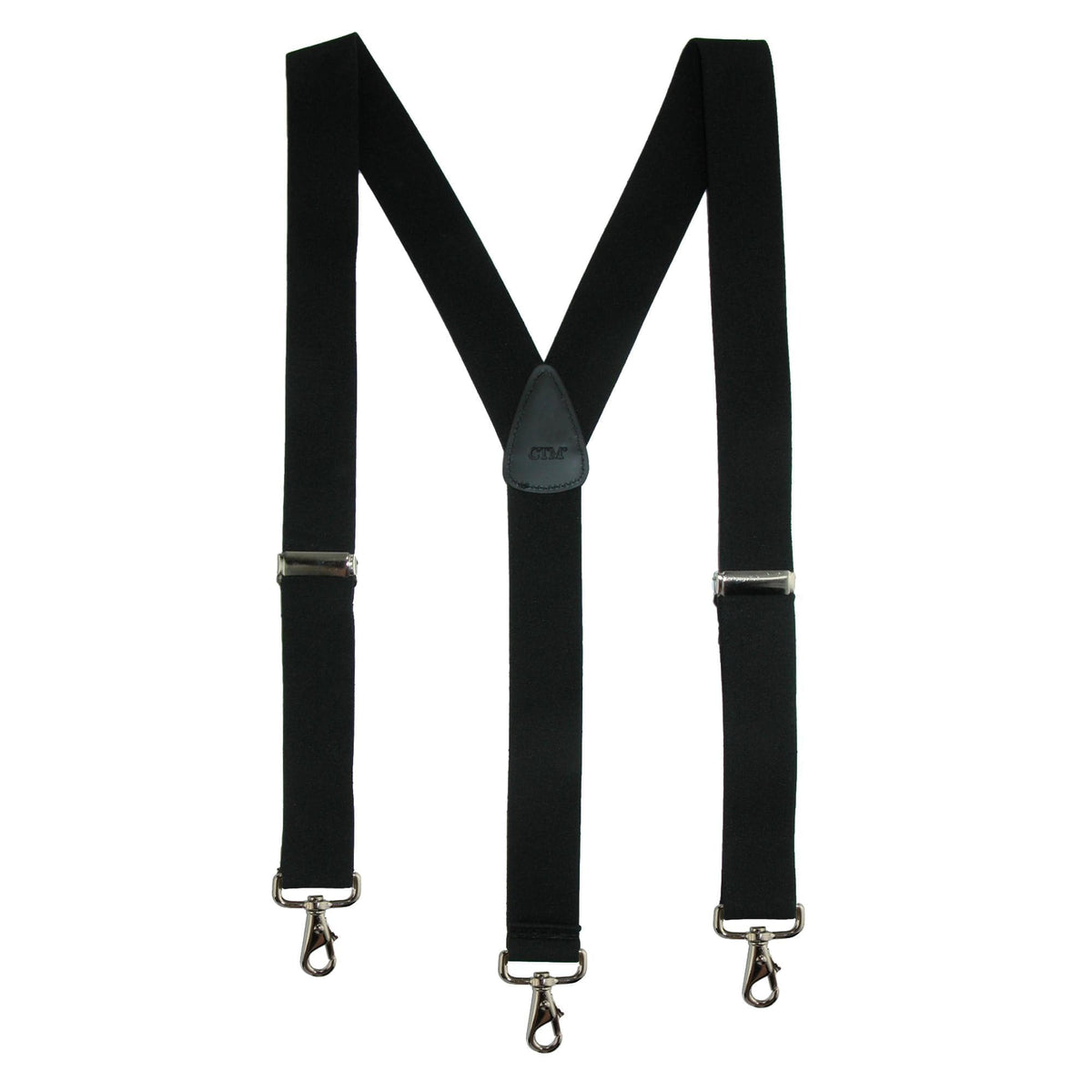 CTM® Men's Elastic Solid Color Suspender with Metal Swivel Hook Clip End