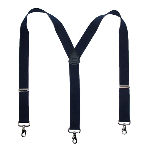Men's Elastic Solid Color Suspender with Metal Swivel Hook Clip End