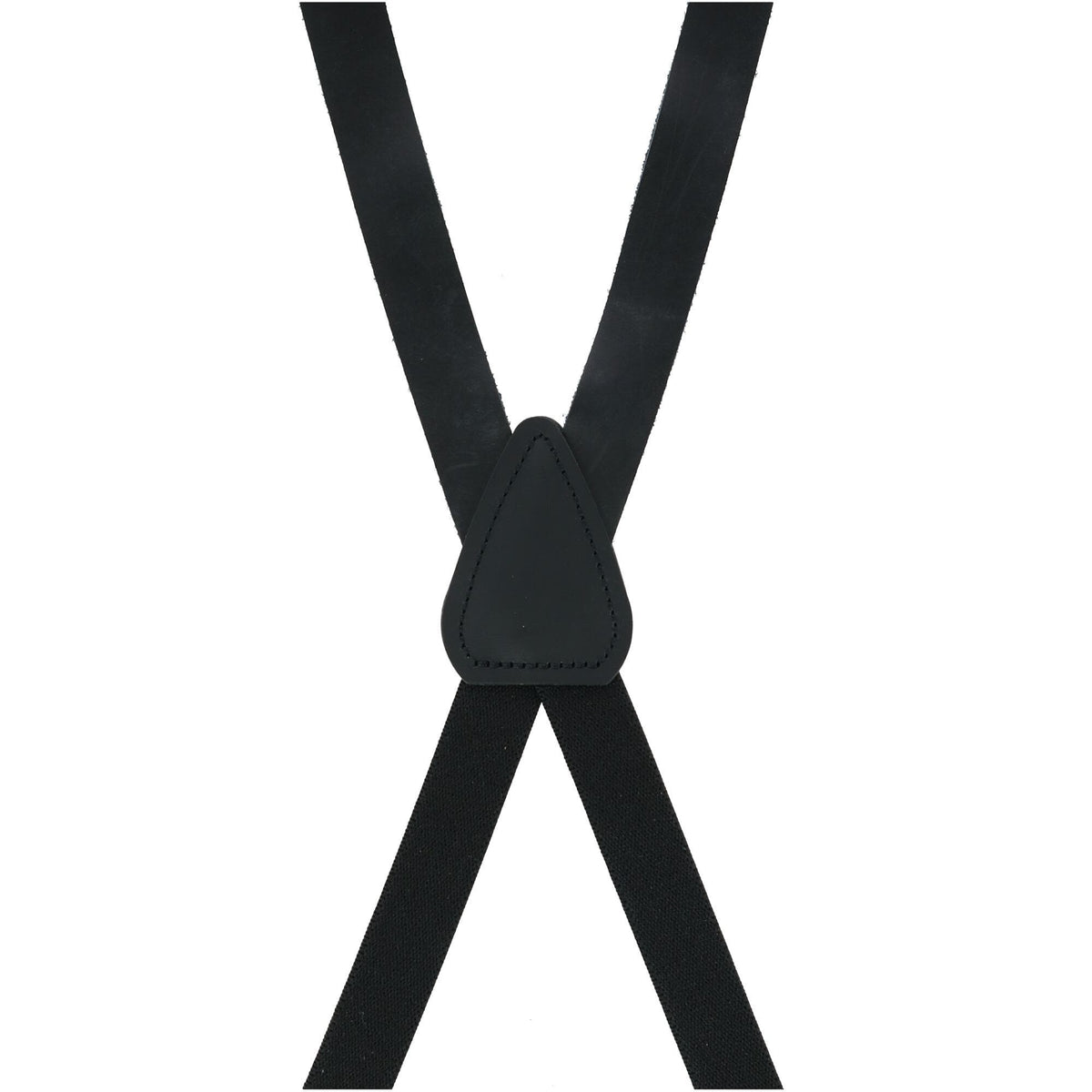 CTM® Men's Smooth Leather Slim Width Suspenders w Metal Swivel Hook Ends - Black